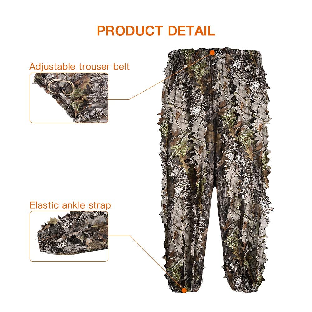 LOOGU Costume Ghillie de Chasse, Costume de Camouflage à Feuilles 3D Accessoires Militaires et de Tir Vêtements Tactiques pour Airsoft, Photographie de la Faune Halloween