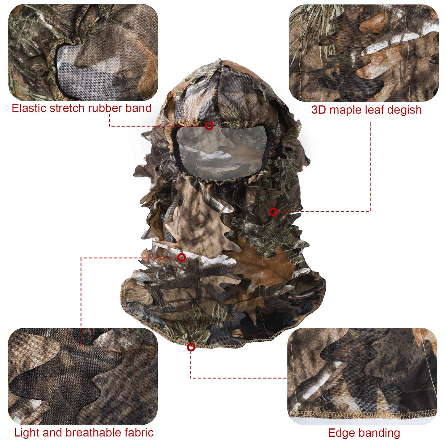 LOOGU Hunting Headgear With Leaves Super Tree Camo