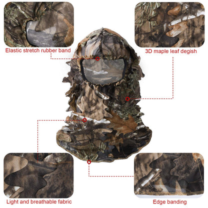 LOOGU Costume Ghillie de Chasse, Costume de Camouflage à Feuilles 3D Accessoires Militaires et de Tir Vêtements Tactiques pour Airsoft, Photographie de la Faune Halloween