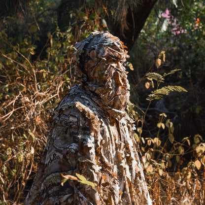 LOOGU Costume Ghillie de Chasse, Costume de Camouflage à Feuilles 3D Accessoires Militaires et de Tir Vêtements Tactiques pour Airsoft, Photographie de la Faune Halloween