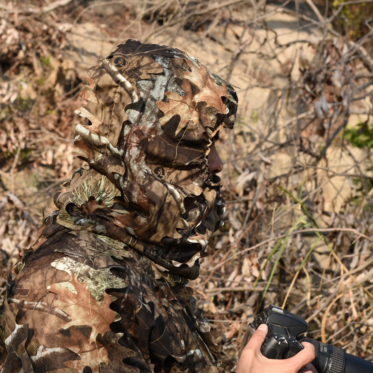 LOOGU Hunting Headgear With Leaves Super Tree Camo